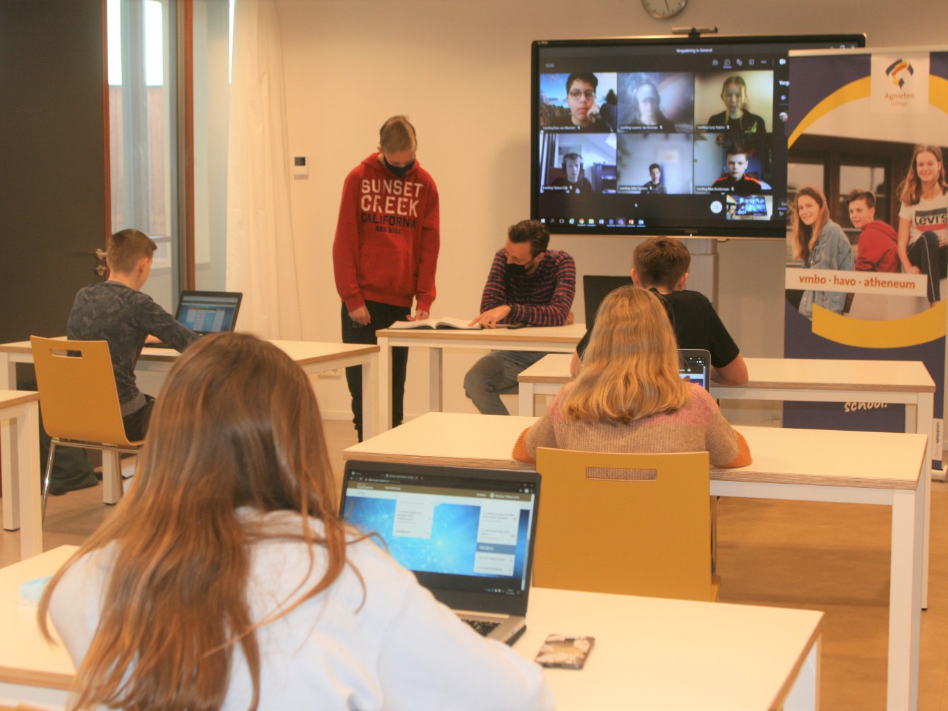 Hybride lesgeven is een stap in de goede richting voor het Agnieten Colllege