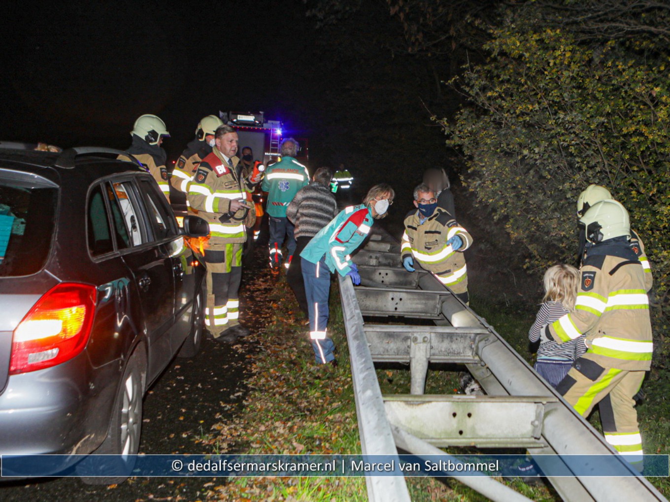 Ongeval met twee voertuigen op viaduct De Lichtmis A28