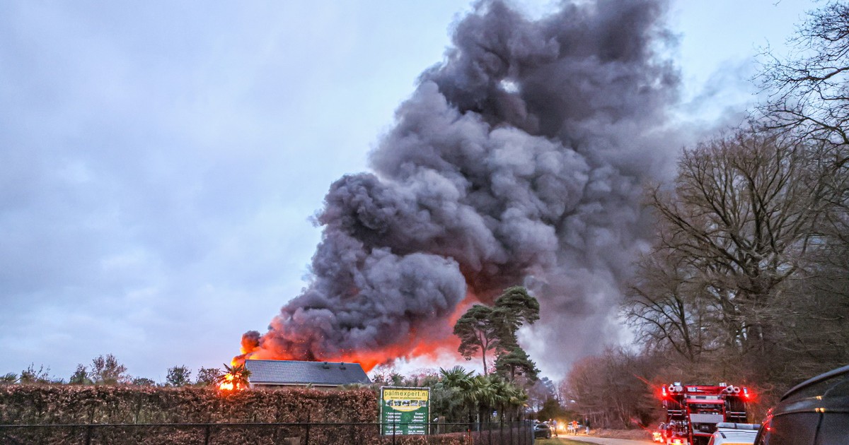 Grote brand in Giethmen verwoest bedrijfshal