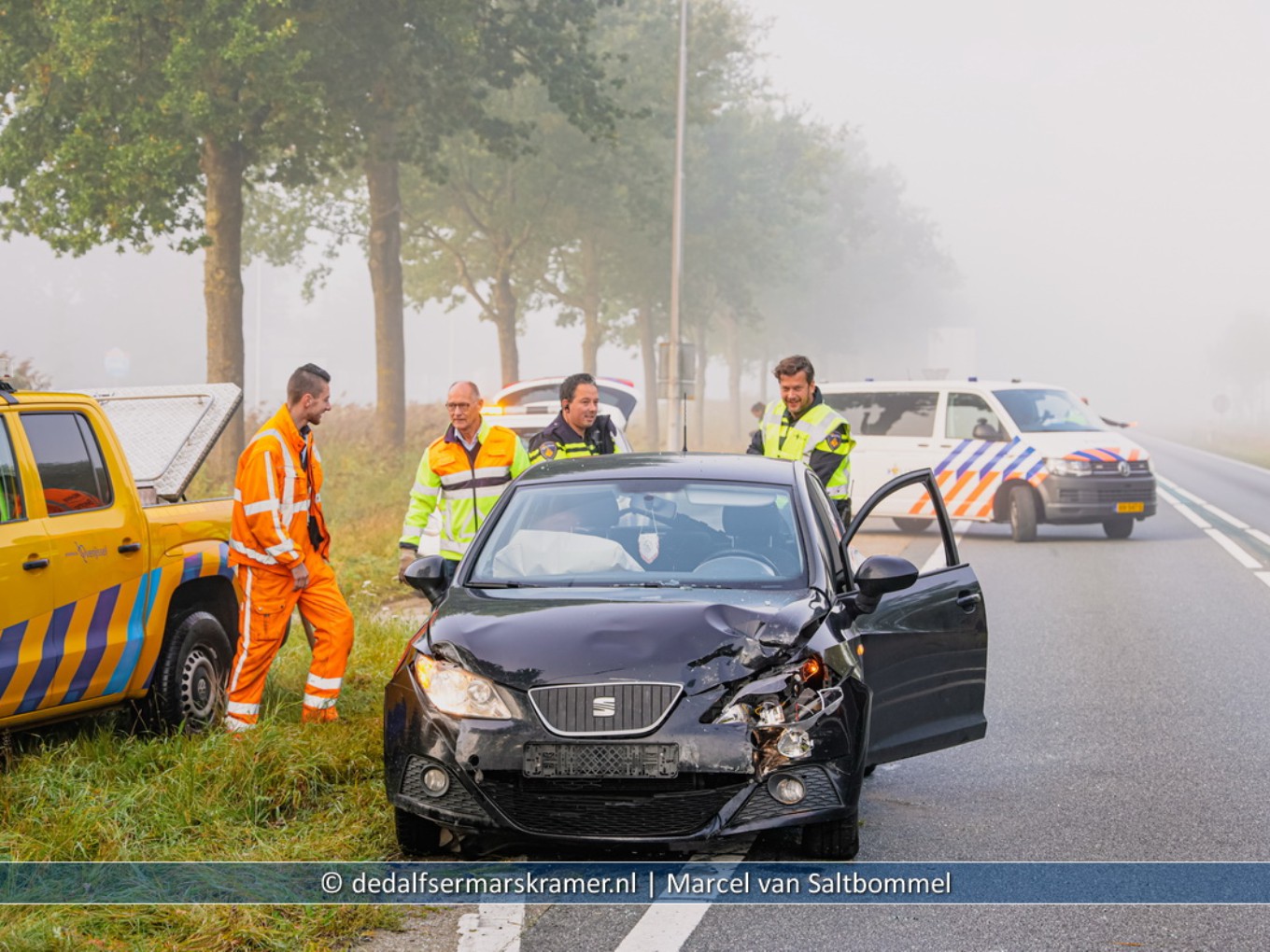Ongeval met drie auto's N377 rotonde Nieuwleusen