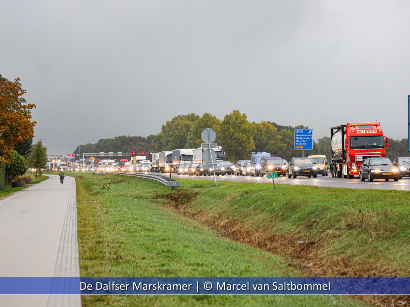 Complete verkeerschaos op de A28 tussen Zwolle en De Wijk