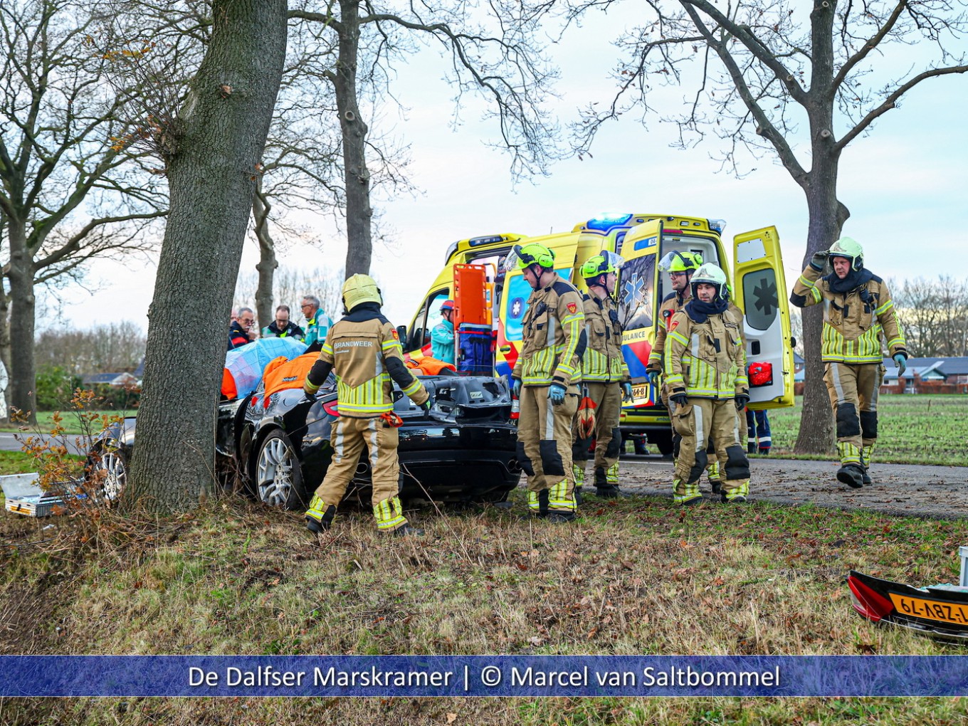 Maserati sportwagen tegen boom Lemelerveld